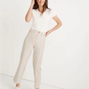 Madewell Emmett Wide Leg Rainbow Multicolor Striped Pants //